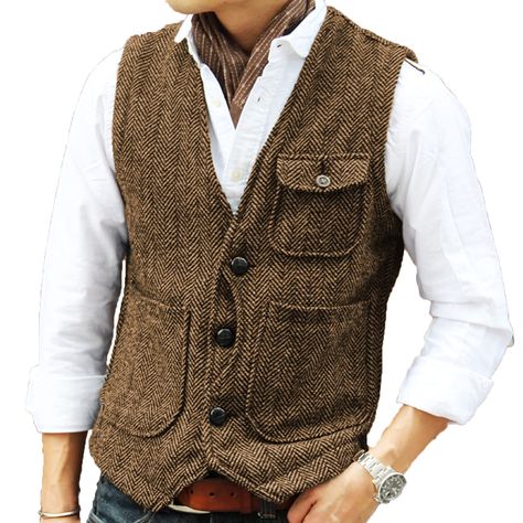 Mens Tweed Vest, Brown Vest Men, Business Suit Vest, Cashmere Suit, Chaleco Casual, Men's Business Suits, Tweed Waistcoat, Tweed Vest, Gilet Costume