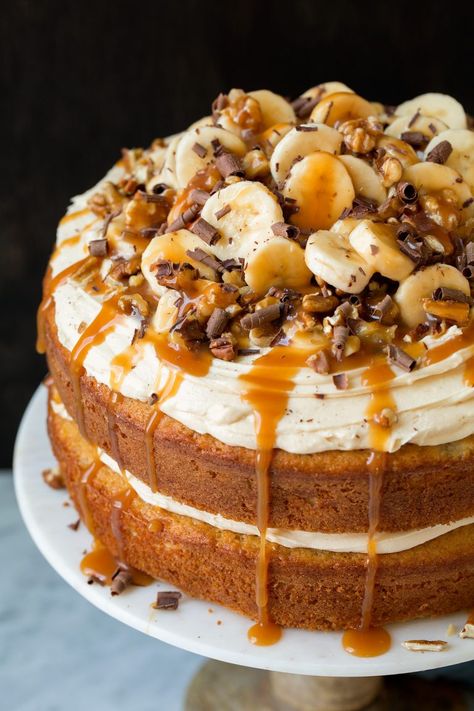 Banana Nut Cake, Salted Caramel Frosting, Cake Frosting Recipe, Torte Cupcake, Banana Cake Recipe, Caramel Frosting, Birthday Cake Recipe, Caramel Cake, Pudding Cake