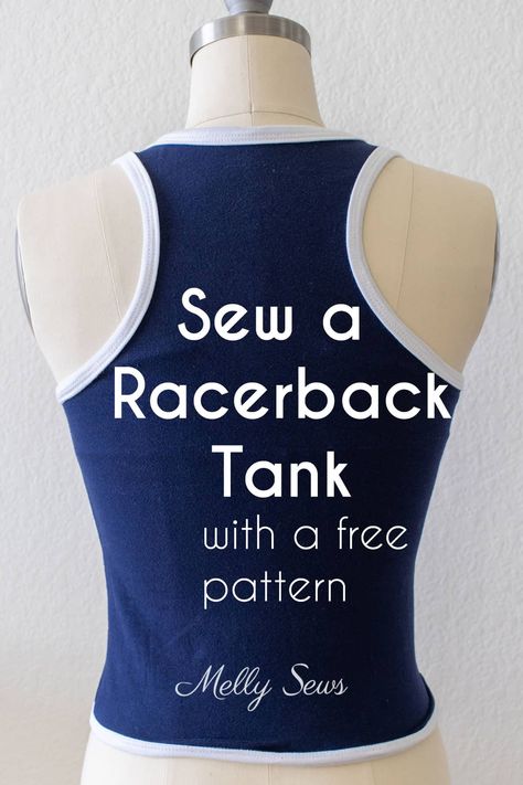 Sew A Racerback Tank Top - Free Pattern and Video Tutorial - Melly Sews Sewing Tank Top, Tank Top Sewing, Top Pattern Sewing, Tank Top Sewing Pattern, Circle Skirt Tutorial, Melly Sews, Summer Tanks, Diy Slippers, Tank Top Pattern