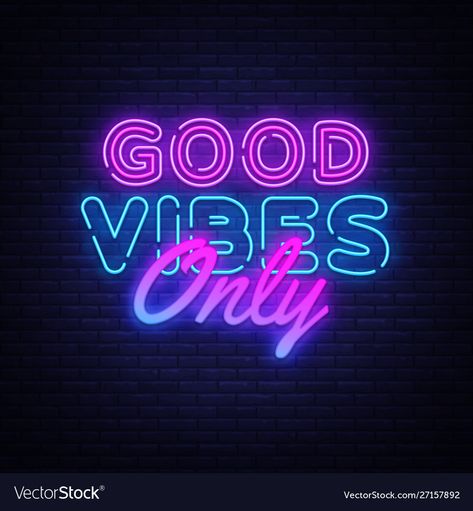 Neon Text Design, Vibe Logo Design, Neon Logo Ideas, Good Vibes Illustration, Neon Logo Design, Logo With Light, Vibes Logo, Neon Background, Neon Text