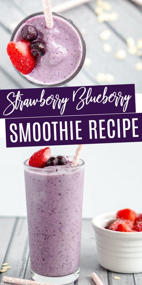 Strawberry Blueberry Smoothie, بذور الشيا, Easy Breakfast Smoothies, Blueberry Smoothie Recipe, Smoothies Vegan, Smoothie Recipes Strawberry, Juice Smoothies Recipes, Berry Smoothie Recipe, Blueberry Smoothie