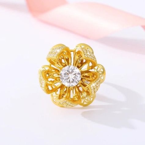 Gold Flower Ring Adjustable Crystal Anniversary Promise Ring | Etsy Gold Flower Ring, Trendy Ring, Flower Plates, Zircon Ring, Gifts For Your Girlfriend, Flower Bud, Blooming Flowers, Rose Gold Color, Flower Ring