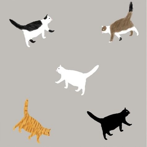 Cats Walking Design Paint Drawing Graphic Illustration Cat Drawing Walking, Walk Illustration, Cats Walking, Cat Walking, Paint Drawing, Drawing Graphic, Unique Illustration, Cat Walk, Cat Drawing