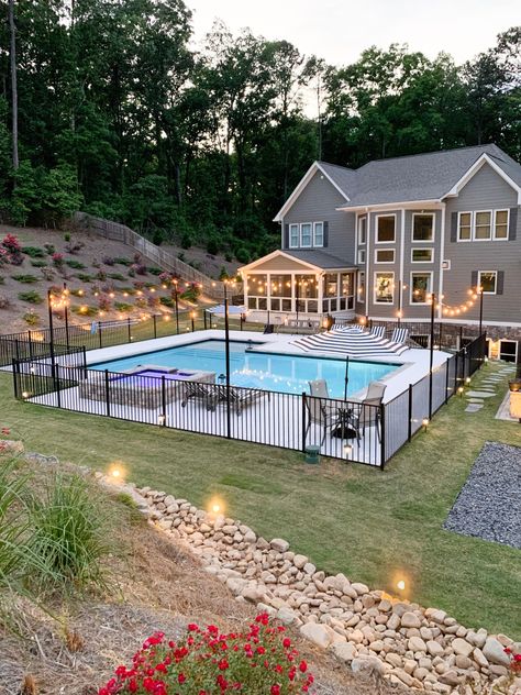 Fence Around Pool, Inground Pool Landscaping, Living Pool, Dream Backyard Pool, Pools Backyard Inground, Dream Life House, Backyard Pool Landscaping, Dream Pools, Backyard Pool Designs