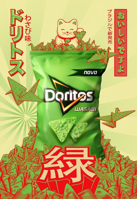 Doritos Wasabi | AlmapBBDO | Pepsico | D&AD Awards 2021 Pencil Winner | Integrated | D&AD Mises En Page Design Graphique, Design Japonais, 광고 디자인, Creative Advertising Design, Publicidad Creativa, Food Graphic Design, Food Poster Design, Grafic Design, Poster Layout