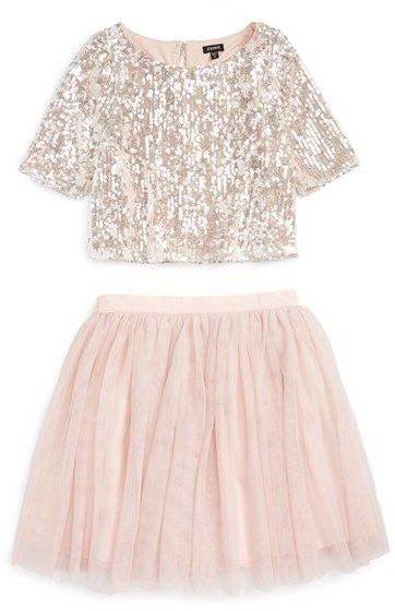 Zunie Sequin 'Meet & Greet' Top & Tulle Skirt Set (Big Girls)#baby #kids, baby #stores, kids store, baby #fashion, baby #wearing, baby #kids fashion, baby shop #sale, baby shop, kids fashion Kid Dresses, Tulle Crafts, Sparkly Dresses, Sequined Top, Golden Birthday, Dresses For Girls, School Dances, Trendy Kids