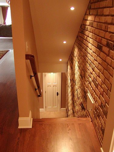 Explore Steve Kuhl's photos on Flickr. Steve Kuhl has uploaded 2268 photos to Flickr. Staircase Banister Ideas, Stairway Lighting Ideas, Banister Ideas, Basement Stair Lighting, Glass Hallway, Basement Stairway, Staircase Glass, Staircase Banister, Staircase Lighting Ideas