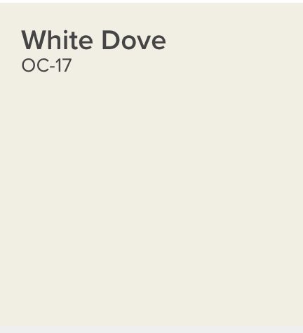 Benjamin Moore - White Dove - LRV 85 - All doors, trim & ceilings Dove Benjamin Moore, Benjamin Moore Creamy White Walls, Benjamin Moore White Dove Walls, Dove White Benjamin Moore, Benjamin Moore Atrium White, Benjamin Moore Dove White, White Dove Benjamin Moore Walls, White Dove Trim, White Dove Benjamin Moore