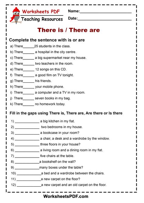 #WorksheetsPDF Grade 7 English Worksheets, There Is There Are, Struktur Teks, English Grammar Exercises, English Grammar Rules, Grammar For Kids, English Exercises, Teaching English Grammar, Learning English For Kids