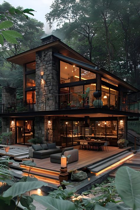 Rainy Nature (@rainy_nature) on X Lakehouse Exterior, Rustic House Exterior, House Forest, Mountain Dream Homes, Taman Air, Lake Houses Exterior, Cabin Exterior, Dream Life House, House In Nature