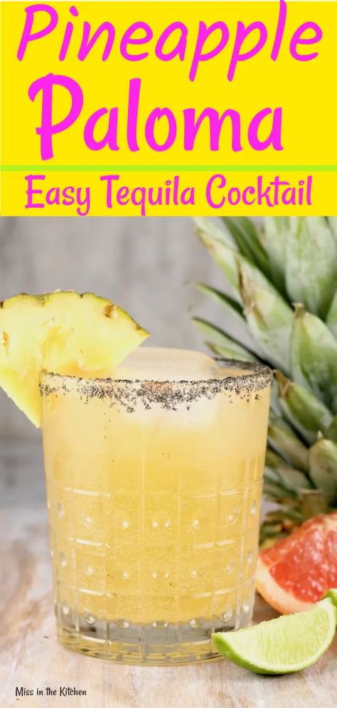 Pineapple Paloma, Cocktails Vodka, Pitcher Drinks, Easy Alcoholic Drinks, Desserts Summer, Paloma Cocktail, Tequila Cocktail, Desserts Healthy, Tequila Drinks