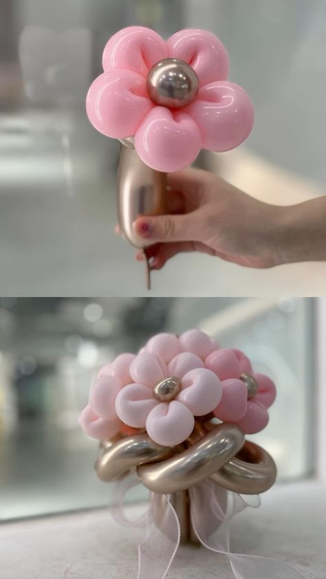 Mini Balloon Centerpiece, Ballon Flower Tutorial, Small Balloon Bouquet Ideas, Baby Ballons, Balloon Bouquet Ideas, Balloon Bouquet Centerpiece, Balloon Flower Bouquet, Balloon Centerpieces Diy, Balloon Flower Decorations