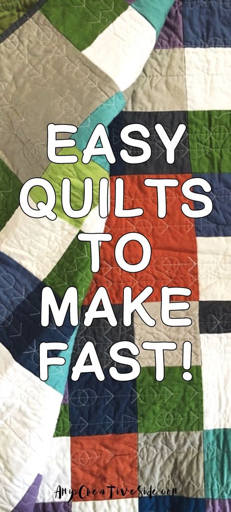 If you need to make a quilt fast, these 7 simple quilt patterns are just the thing you need! Each of these modern quilt designs make an easy sewing project for even a beginner quilter to sew. They include some of my most popular quilt patterns. Use a jelly roll, layer cake, or pull out your fat quarter stash to make a beautiful quilt in no time at all. Which quilt is your favorite? 6 Hour Quilt Pattern, Easy Scrap Quilts For Beginners, Easy Quilt Blocks For Beginners Free, Easy Quilts For Beginners Simple How To Make, Easy Lap Quilt Patterns, Basic Quilt Patterns Simple Squares, Easy Block Quilts For Beginners, Easy 10 Inch Quilt Block Patterns Free, Simple Lap Quilts For Beginners