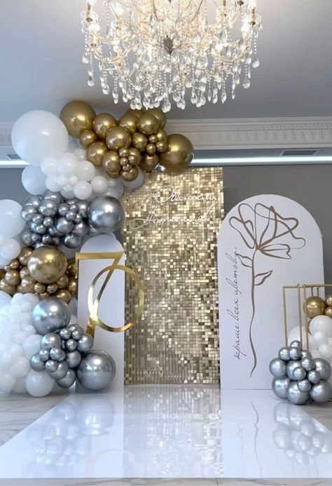 Prom Balloons, 60th Birthday Ideas For Mom, 70th Birthday Decorations, 60th Birthday Decorations, Fancy Decor, Elegant Birthday Party, 50th Birthday Decorations, Mom Party, Dream Wedding Decorations