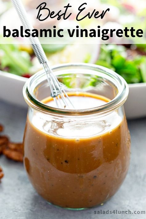 Creamy Balsamic Vinaigrette, Healthy Dressing Recipes, Balsamic Dressing Recipe, Honey Balsamic Dressing, Balsamic Vinaigrette Salad, Salad Dressing Recipes Healthy, Balsamic Vinaigrette Dressing, Salad Dressing Recipes Homemade, Salad Pasta