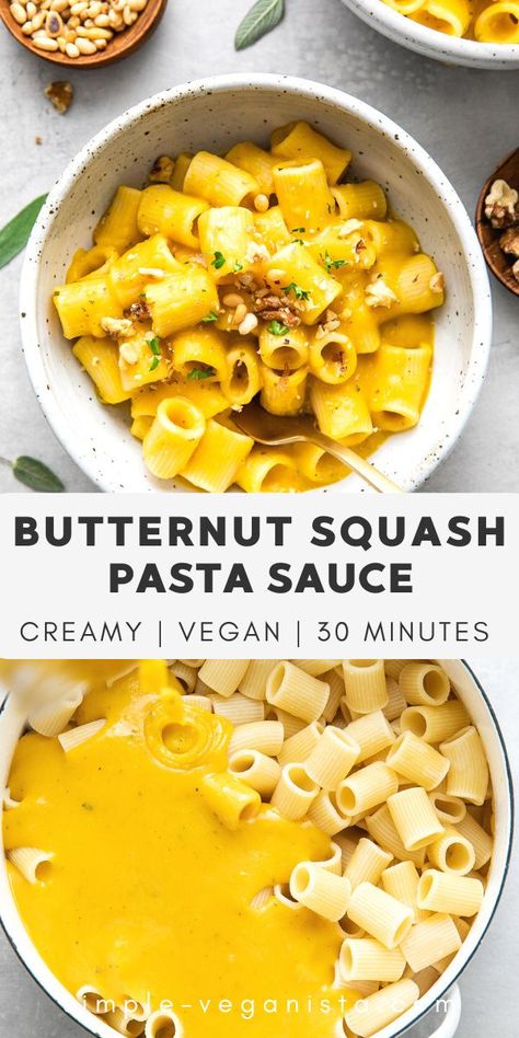 Vegan Butternut Squash Sauce, Vegetable Broth Uses, Vegan Recipes With Butternut Squash, Vegan Butternut Squash Pasta Sauce, Butternut Squash Sauce Pasta, Koginut Squash, Healthy Pasta Sauce Recipes, Squash Recipes Vegan, Butternut Squash Pasta Vegan