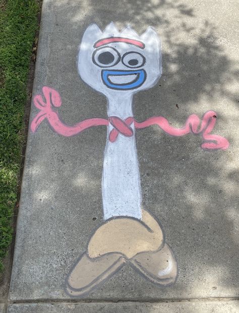 Chalk Art Cartoon Characters, Inside Out Chalk Art, Chalk Disney Art, Cool Sidewalk Chalk Art Easy, Chalk Cartoon Drawings, Easy Sidewalk Chalk Art Ideas Disney, Easy Chalk Ideas Sidewalk, Sidewalk Chalk Art Disney, Chalk Ideas Disney