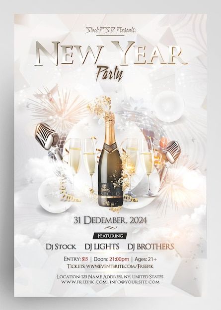 2024 new year eve luxury white glamour p... | Premium Psd #Freepik #psd #winter #black #white #gold New Year's Eve Flyer, Posters Business, Free Psd Flyer Templates, Poster Template Free, Free Psd Flyer, Psd Flyer Templates, Psd Flyer, Free Flyer Templates, New Years Poster