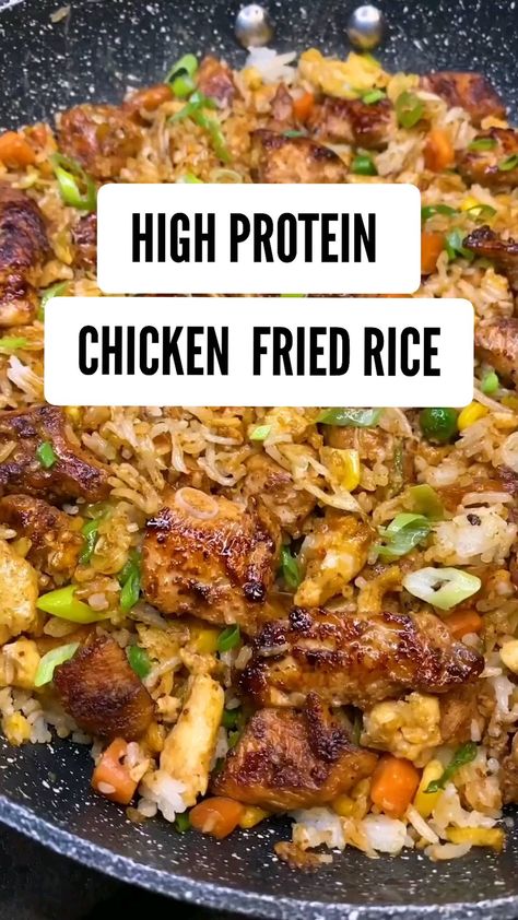 Protein Recipes Dinner, Protein Chicken Fried Rice, Chicken Egg Fried Rice, High Protein Recipes Dinner, Protein Dinner Recipes, High Protein Chicken, Protein Meal Prep, Protein Meal Plan, High Protein Meal