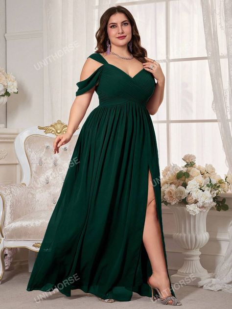 Ladies' Solid Color Simple Style Short-Sleeved Chiffon Dress For Daily Wear And Formal OccasionsI discovered amazing products on SHEIN.com, come check them out! Witchy Wedding Bridesmaid Dresses, Dark Green Bridesmaid Dresses Plus Size, Flattering Plus Size Dresses Formal, Winter Formal Dresses Plus Size, Emerald Bridesmaids Dress, Forest Green Bridesmaids Dresses, Dark Emerald Green Bridesmaid Dresses, Forest Green Bridesmaid Dresses Fall, Forest Green Dress Prom