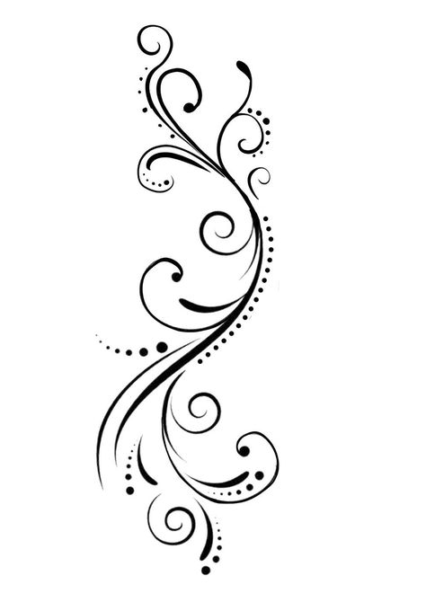 Tropical Flower Vine Tattoo, Swirls Tattoo Designs, Line Tattoos Flower, Swirl Tattoo Spirals, Swirl Tattoo Designs, Swirl Drawing, Swirly Tattoo, Swirl Design Pattern, Swirl Tattoo