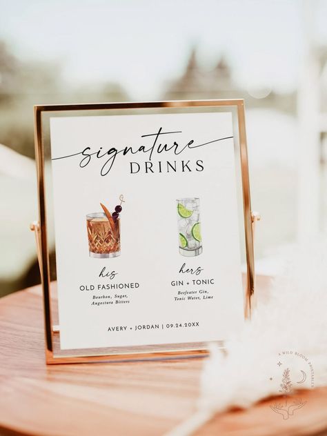 Graduation Drink Names, Graduation Signature Drink, Graduation Drinks, Graduation Party Drinks, Stockholm Wedding, Signature Wedding Drinks Sign, Wedding Bar Menu Sign, Minimal Layout, Cocktail Sign