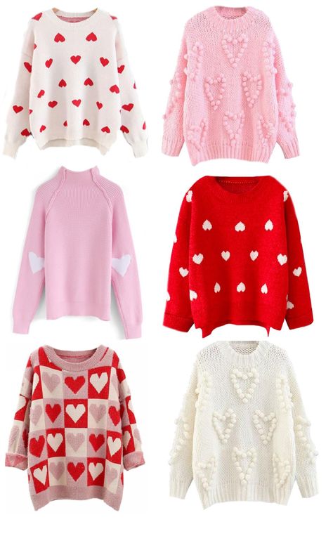 Valentine Outfits For Women, Valentines Sweater, Cute Valentines Day Outfits, Winter Chic, Christmas Style, Heart Sweater, Valentines Outfits, Pink Valentines, Valentine's Day Outfit