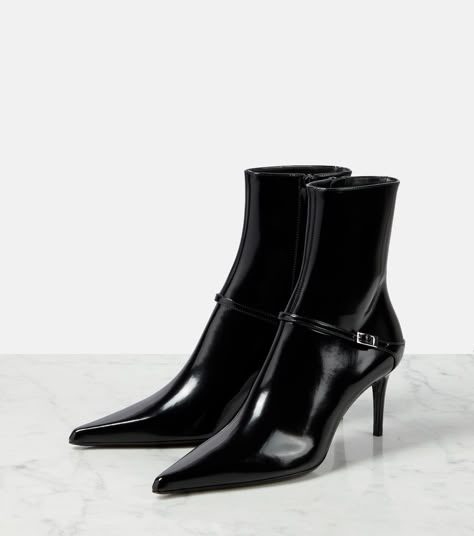 The Hacker, Saint Laurent Boots, Pointed Boots, Shoe Wardrobe, Classy Shoes, Pointed Toe Boots, Brown Ankle Boots, Black Leather Heels, Pointed Toe Shoes