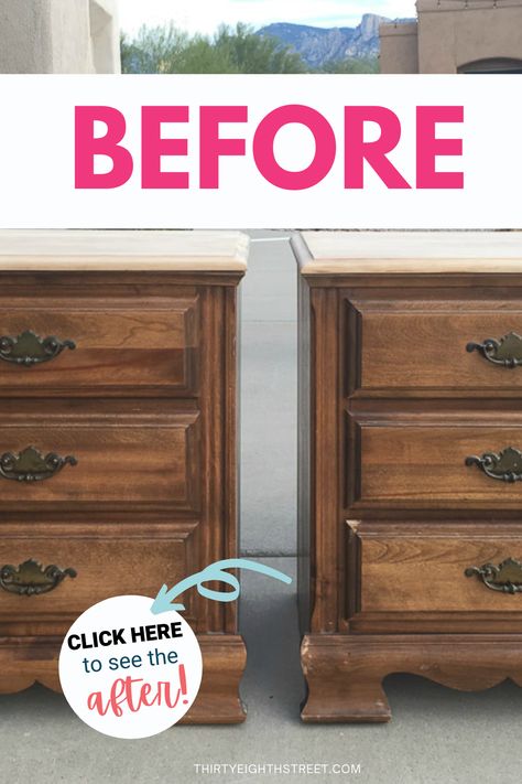 Refurbished Night Stand, Repurposed Nightstand Ideas, Painted Nightstand Ideas, Bedside Table Makeover, Diy Nightstand Makeover, Painted Nightstands, Painted Nightstand, Painted Bedside Tables, Nightstand Ideas