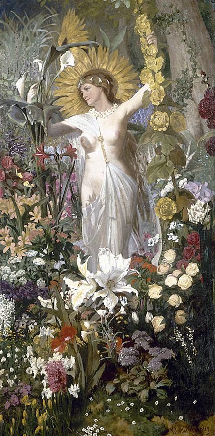 Valentine Walker Bromley (1848-1877), "Flora" Greek Goddess Art, Nature Goddess, Roman Gods, Rennaissance Art, Roman Goddess, Greek Mythology Art, Roman Mythology, Irish Art, Mythology Art