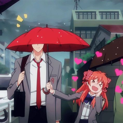 Their height difference is adorable and really good for comedic bits. Height Difference, The Rain, We Heart It, Umbrella, Gif, Lost, Anime