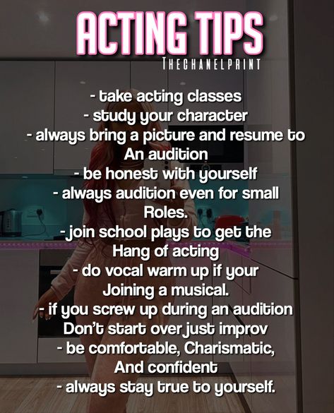 Acting Career Aesthetic Script, Acting Industry, What To Wear To An Acting Audition, Monologues For Acting, How To Audition For A Movie, Acting Lessons Aesthetic, Acting Practice Scripts, How To Be Good At Acting, Movie Making Tips