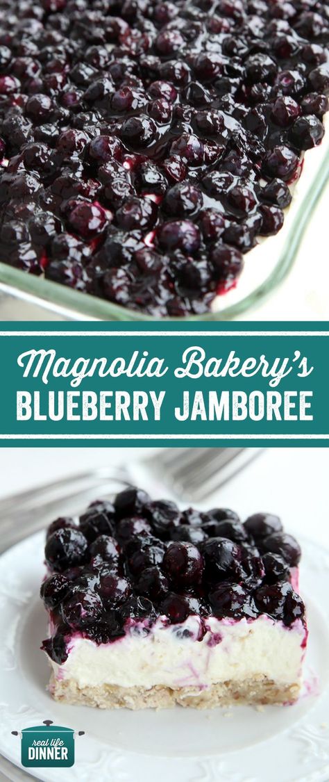 Copy Cat Recipe of Magnolia Bakery Blueberry Jamboree. A bright, delicious flavors come together to make a beautiful and memorable blueberry dessert that is perfect for Mother's Day, Easter and other Spring and Summer special occasions. Blueberry Jamboree, Dessert Crepes, Blueberry Desserts Recipes, Copy Cat Recipe, Dessert Halloween, Magnolia Bakery, Magnolias Bakery, Blueberry Desserts, Blueberry Recipes