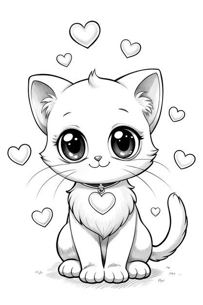 Photo childrens coloring page cute anime... | Premium Photo #Freepik #photo Kitten Doodle, Coloring Sheets Free Printable, Doodle Doodle, Anime Kitten, Cat Coloring, Barbie Coloring, Barbie Coloring Pages, Batman Wallpaper, Cat Coloring Page