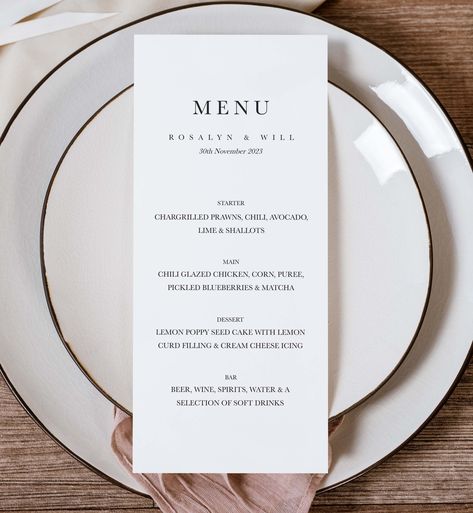 Elegant Wedding Menu, Printable Menu, Wedding Menu Template, Wedding Menu Cards, Menu Card, Wedding Receptions, Wedding Places, Menu Template, Dinner Menu