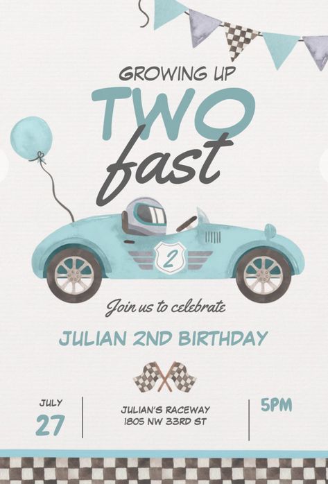 Fast Two Birthday Theme, Second Bday Party Ideas Boy, 2nd Birthday Boy Themes Cars, Growing Up 2 Fast Birthday Theme, Boy Third Birthday Theme, Two Fast Birthday Theme, 2 Year Birthday Theme Boy, Two Fast Birthday Party Boy, Third Birthday Boy