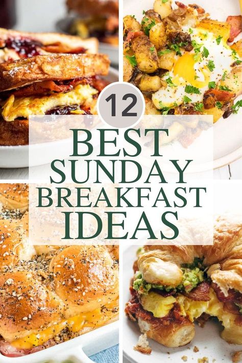 Four images of Sunday breakfasts. Sunday Breakfast Ideas, Delicious Breakfast Ideas, Breakfast Crockpot Recipes, Christmas Breakfast Recipe, Slow Cooker Breakfast, Paleo Recipes Breakfast, Ultimate Breakfast, Vegetarian Breakfast Recipes, Quick Breakfast Recipes