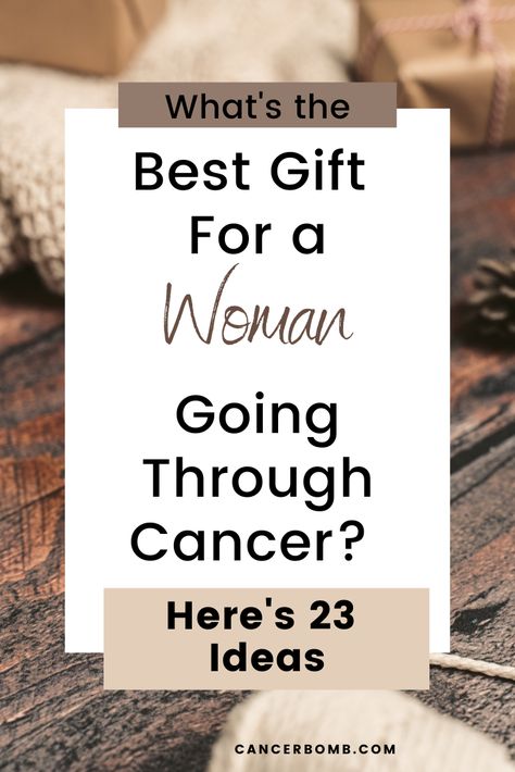 Presents wrapped in tan paper tied with a red string sitting in a livingroom.  Text says what's the best gift for a woman going through cancer?  Here's 23 Ideas. Gift Ideas For Chemo Patients For Women, Gift Ideas For Someone Going Through Chemo, Chemo Support Quotes, Chemo Gift Baskets For Women, Care Packages For Chemo Patients, Last Day Of Chemo Signs Ideas, Care Basket For Chemo Patient, How To Help Someone Going Through Chemo, Gift Basket Ideas For Someone Going Through Chemo