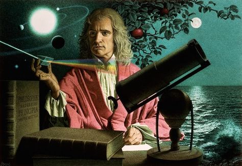 Isaac Newton: Who He Was, Why Google Apples Are Falling Principia Mathematica, Reflecting Telescope, Scientific Revolution, Natural Philosophy, Astronomy Pictures, Famous Pictures, Theory Of Relativity, Isaac Newton, History Of Science