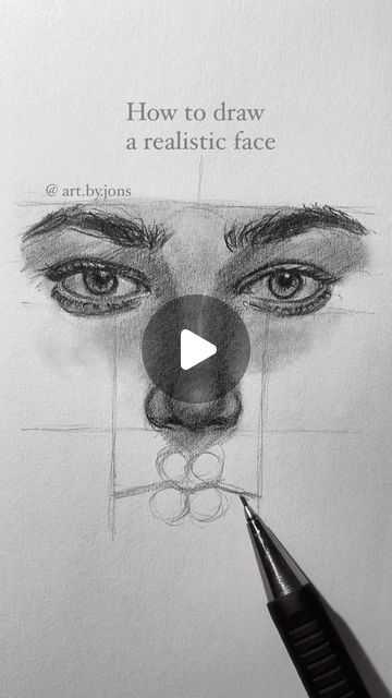 Art Sketches Faces How To Draw, Art Drawings Sketches Simple Face, Cute Drawings Face, Face Drawing Inspiration, Cool Drawings Realistic, Sketching Faces Tutorial, Black And White Drawings Of People, How To Draw Eyes Looking Up, Simple Portrait Sketch