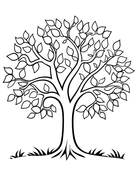 Thanksgiving Coloring Pages Free, Tree Drawing For Kids, Tree With Leaves, Free Thanksgiving Coloring Pages, Trees For Kids, Tree Coloring, Tree Outline, Thankful Tree, Thanksgiving Tree