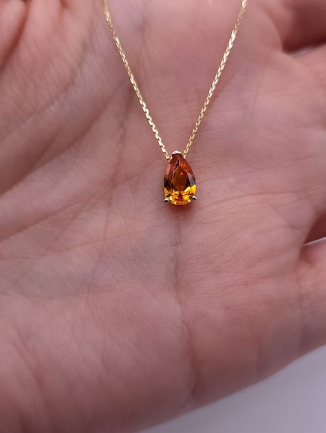 14kt Gold Citrine Teardrop Necklace Citrine Pendant November - Etsy Citrine Jewelry Necklace, November Birthstone Necklace, Yellow Pendant, Citrine Jewelry, Citrine Pendant, Citrine Necklace, Classy Jewelry, Jewelry Lookbook, November Birthstone