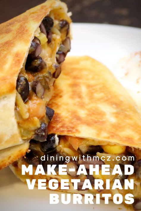 Freezer Burritos Vegetarian, Burittos Recipes Vegetarian, Make Ahead Camping Food Vegetarian, Easy Vegetarian Burrito, Cold Burritos For Lunch, Vegetable Burrito Recipe, Burritos Recipe Vegetarian, Vegetarian Breakfast Burritos Freezer, No Meat Burrito