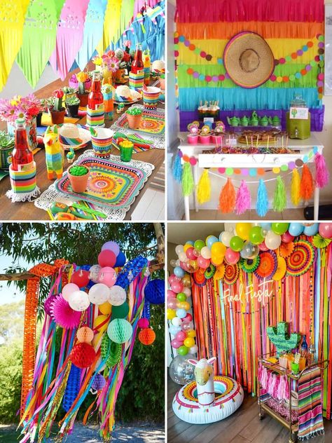 Fiesta Food Ideas Mexican, Diy Mexican Theme Party Decorations, Mexican Fiesta Retirement Party, Mexican Team Party Ideas, Fiesta Theme Sweets Table, Mexican Beach Party Theme, Mexico Party Food, South American Themed Party, Mexican Night Ideas Decor