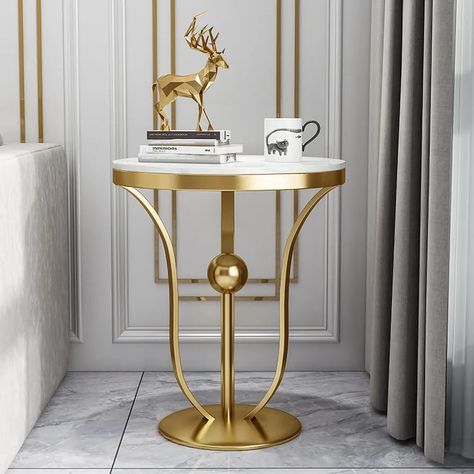 Luxurious Living Room Furnishings & Decor | Homary Side Table Metal, Contemporary End Tables, Desktop Design, Round End Table, Table Metal, Metal Side Table, Contemporary Living Spaces, Table Modern, Modern Side Table