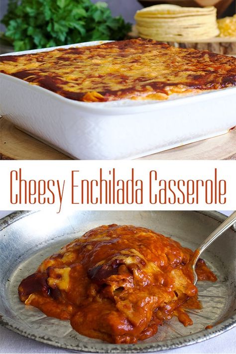 Chicken Enchilada Casserole Red Sauce, Red Chili Chicken Enchiladas, Cheese Enchilada Casserole Easy, Cheese Enchiladas Casserole, Red Enchilada Casserole, Red Chili Enchiladas, Comfy Meals, Cheese Enchiladas With Red Sauce, Chili Cheese Enchiladas