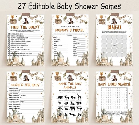 Harry Potter Baby Shower Invitations, Harry Potter Baby Shower Games, Baby Shower Sheet Cakes, Harry Potter Shower, Baby Shower Game Cards, Harry Potter Baby Shower, Theme Harry Potter, Harry Potter Baby, Baby Shower Templates