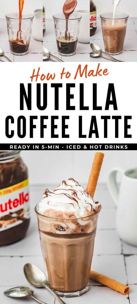 Coffee Latte Recipe, Nutella Drink, Coffee Concoctions, Nutella Coffee, Iced Latte Recipe, Homemade Coffee Drinks, Coffee Recipe Healthy, Cold Coffee Recipes, Easy Coffee Recipes