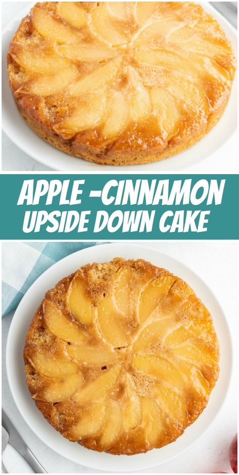 Apple Cinnamon Upside Down Cake recipe from RecipeGirl.com #apple #cinnamon #upside #down #upsidedown #cake #recipe #RecipeGirl Apple Cake Upside Down, Upside Apple Cake, Upside Down Apple Cake Recipe, Apple Cinnamon Upside Down Cake, Apple Upsidedown Cake Recipe, Fruit Upside Down Cake, Carmel Apple Upsidedown Cake, Upside Down Apple Cake Easy, Easy Upside Down Cake