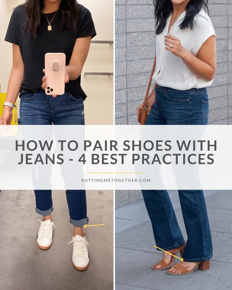 Shoes To Wear With Bootcut Jeans, Dress Shoes With Jeans, Bootcut Jeans Outfit, How To Wear Sneakers, Sneakers Heels, Jeans Outfit Women, Types Of Jeans, Jeans Outfit Casual, Ankle Length Jeans